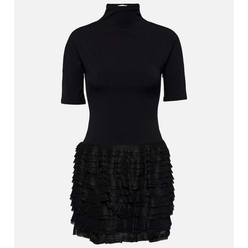 Alaïa Ruffled high-neck jersey minidress