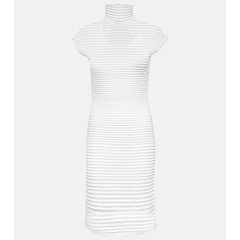 Alaïa Striped minidress – šaty v barvě ivory