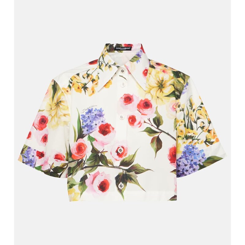 Dolce&Gabbana Floral cropped cotton poplin shirt