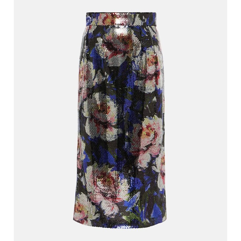 Dolce&Gabbana Sequined floral midi skirt