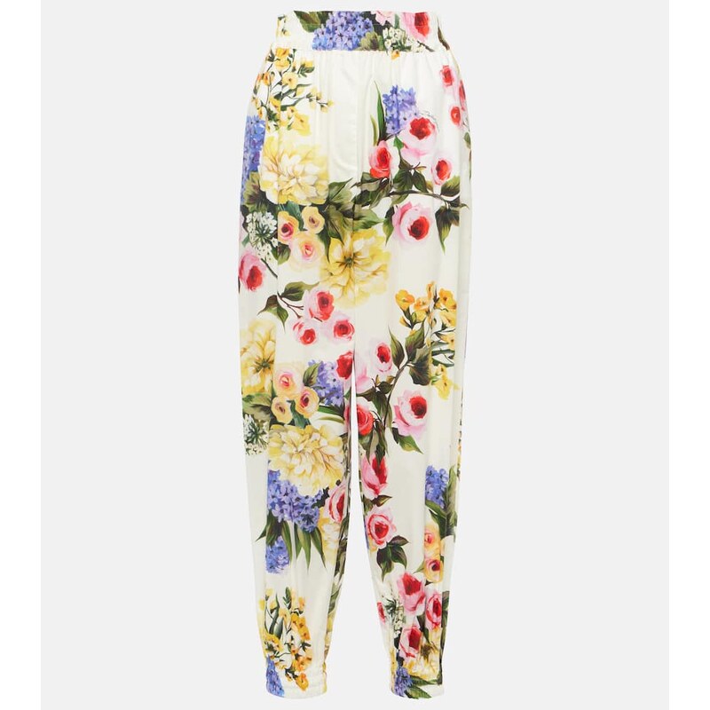 Dolce&Gabbana Floral cotton poplin tapered pants