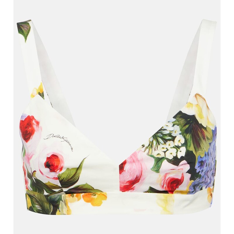 Dolce&Gabbana Floral cotton poplin bra top