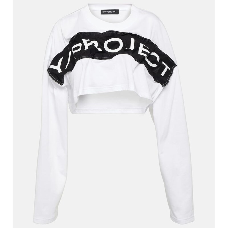 Y/Project Logo cotton jersey crop top