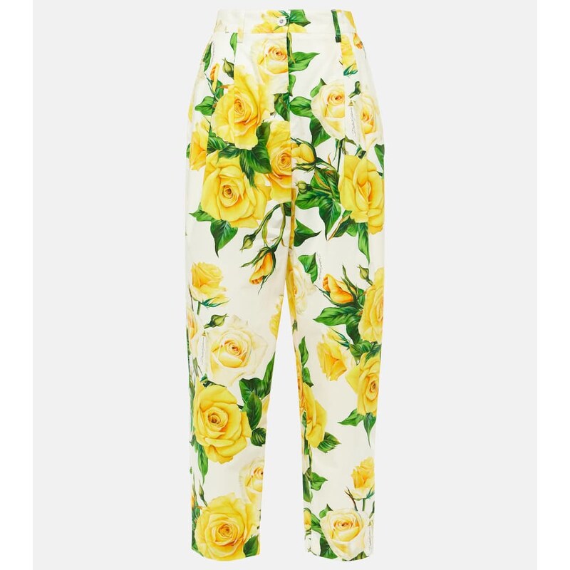 Dolce&Gabbana Floral high-rise cotton cropped pants