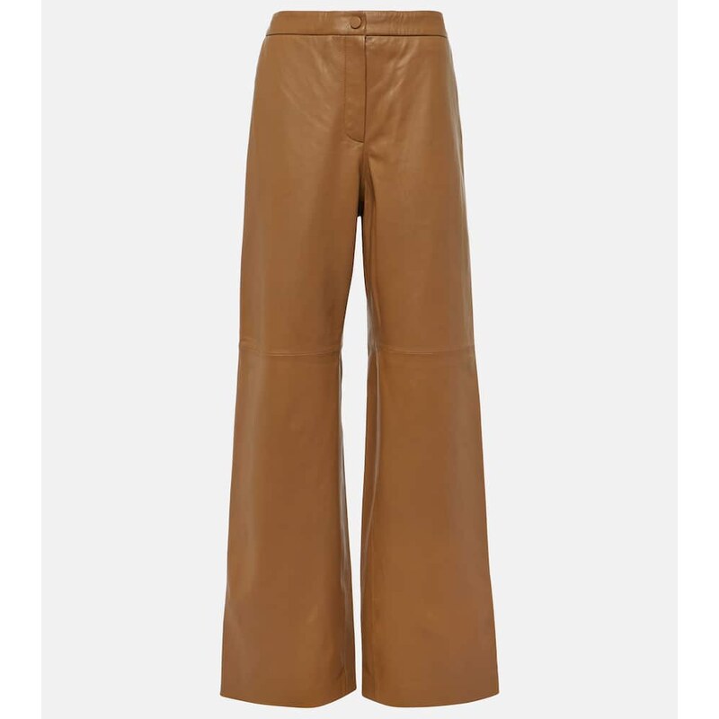 Yves Salomon High-rise leather wide-leg pants