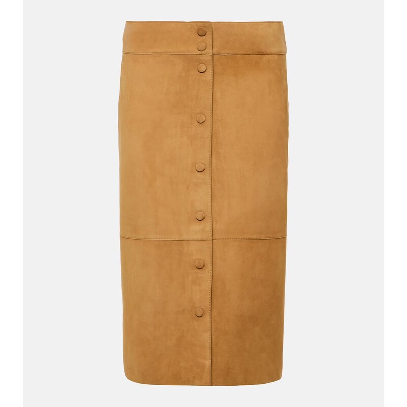 Yves Salomon High-rise leather midi skirt