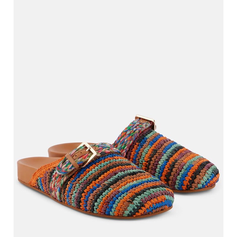 Clergerie Quinta crochet raffia slides