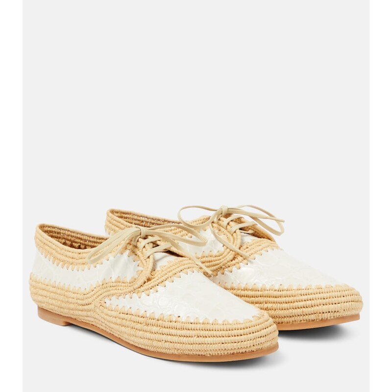 Clergerie Idana leather-trimmed straw brogues