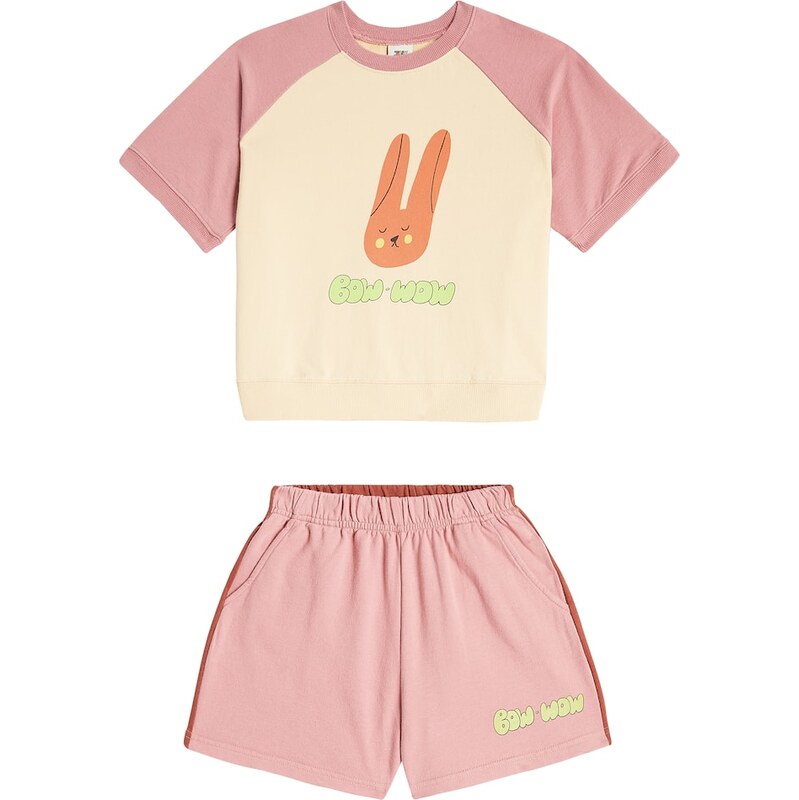 Jellymallow Printed cotton jersey T-shirt and shorts set
