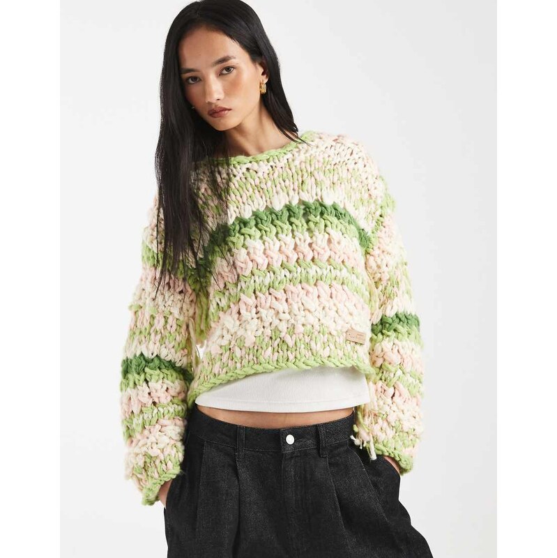 Kiwi & Co Pixie contains wool hand knitted chunky knit fringe