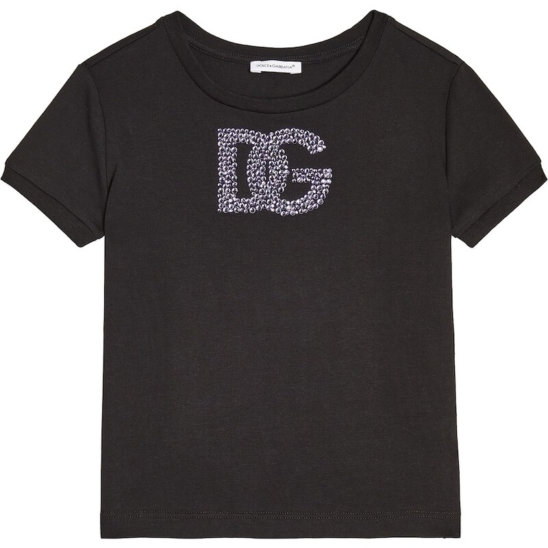 Dolce&Gabbana Kids DG embellished cotton jersey T-shirt