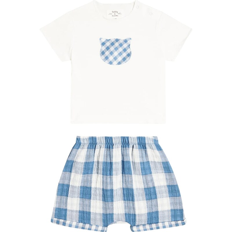Il Gufo Baby cotton T-shirt and shorts set