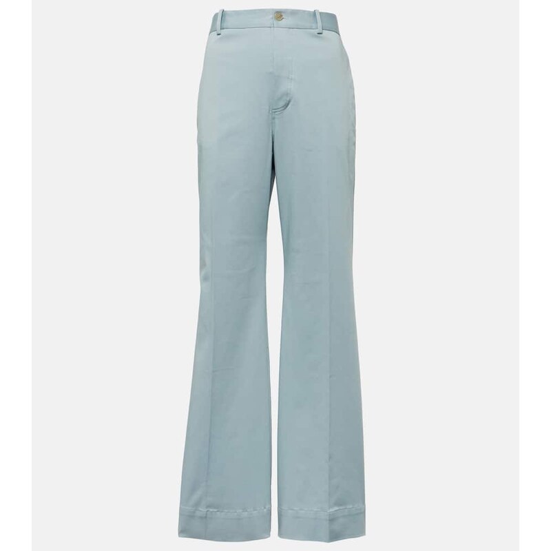 Plan C High-rise cotton-blend flared pants