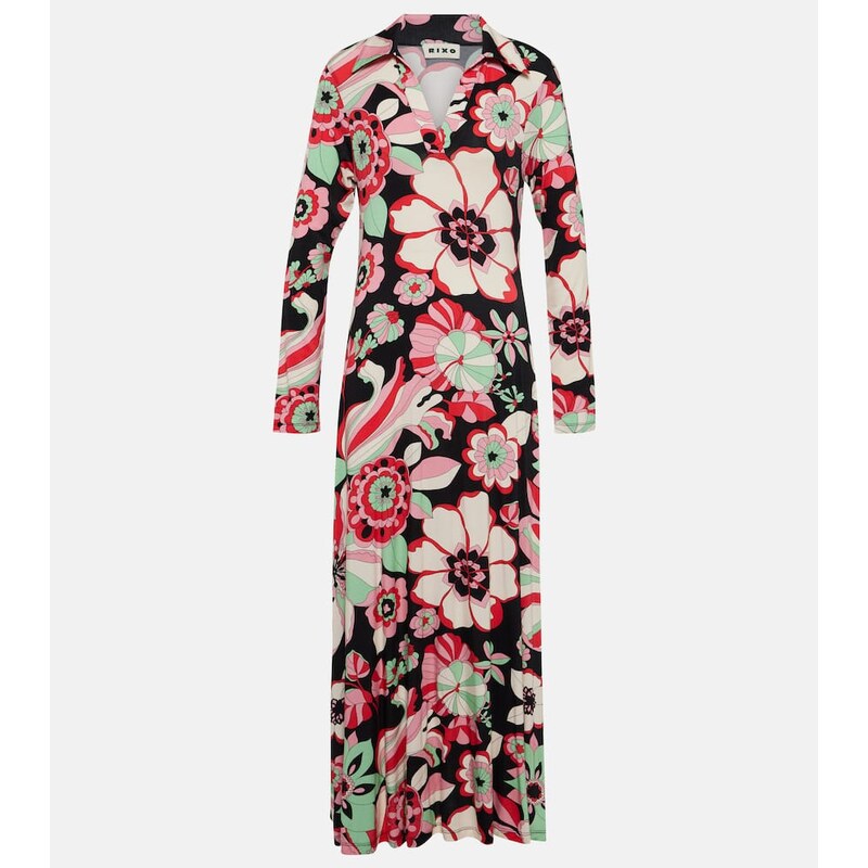 Rixo Tillie floral jersey midi dress