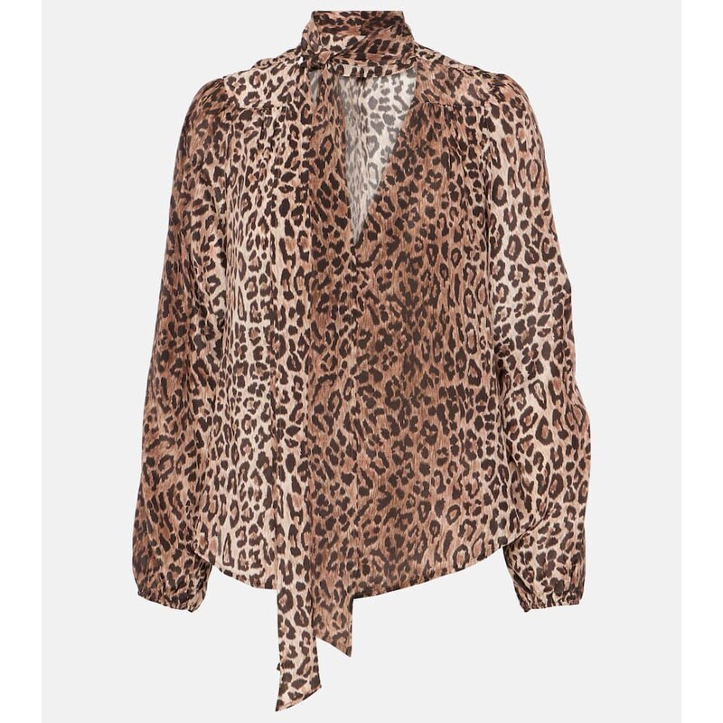 Rixo Moss leopard-print silk blouse
