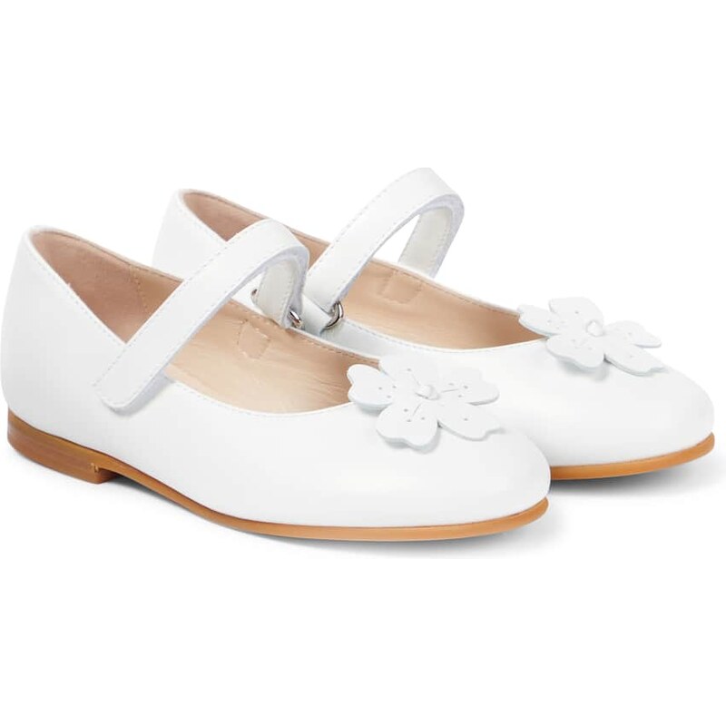 Il Gufo Floral-appliquÃ leather Mary Jane flats
