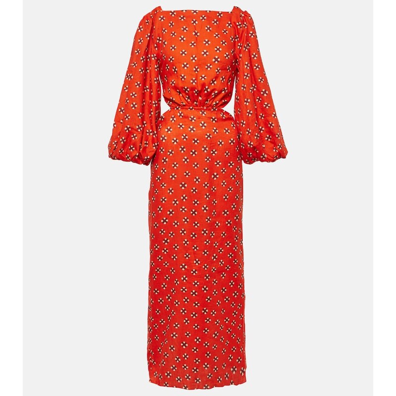 Johanna Ortiz Printed linen midi dress