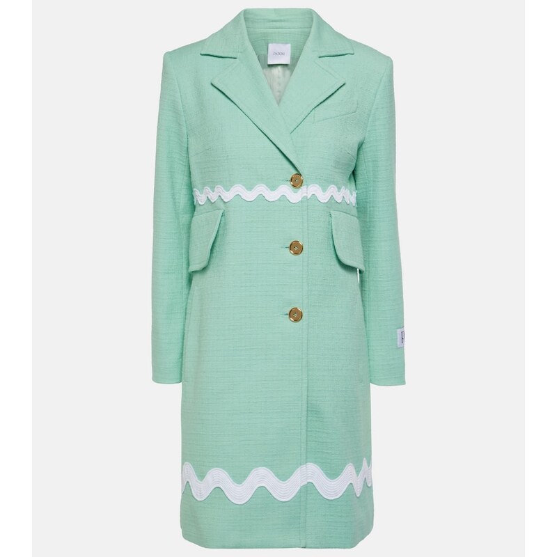 Patou Single-breasted cotton-blend tweed coat