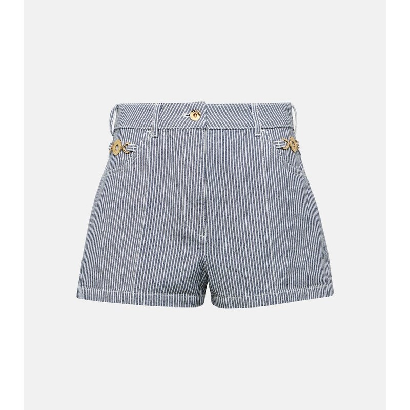 Patou Striped high-rise denim shorts