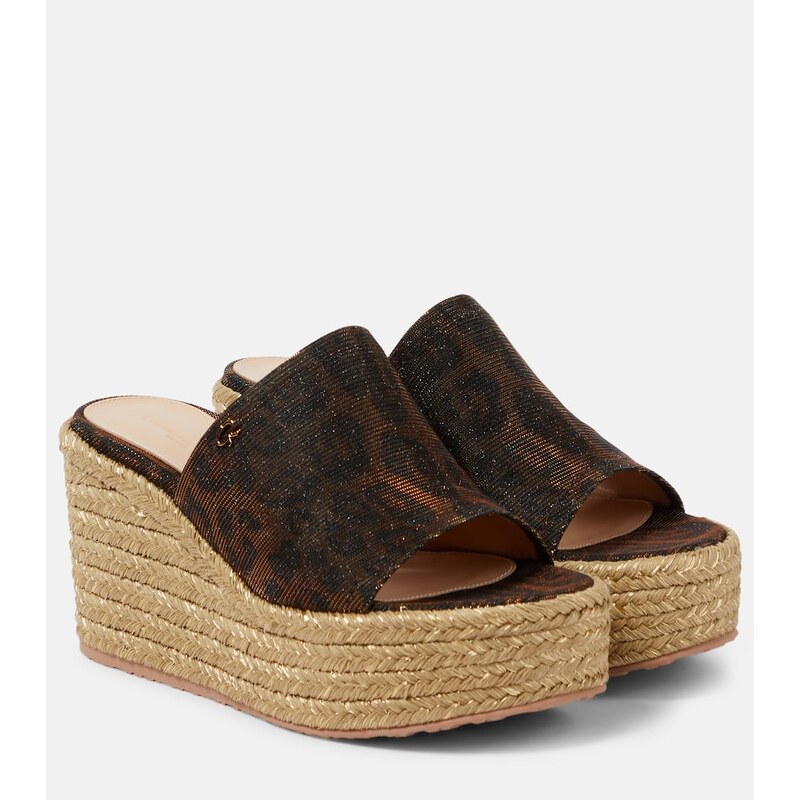 Gianvito Rossi Leopard-print espadrille wedge mules