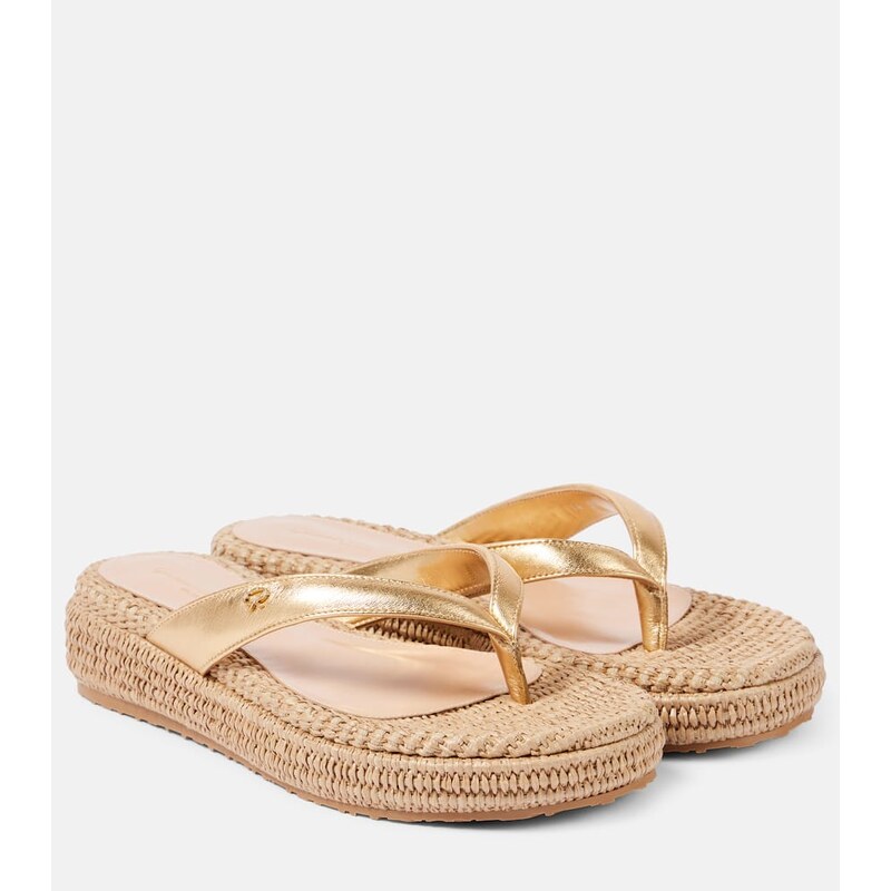 Gianvito Rossi Tahiti woven metallic leather thong sandals