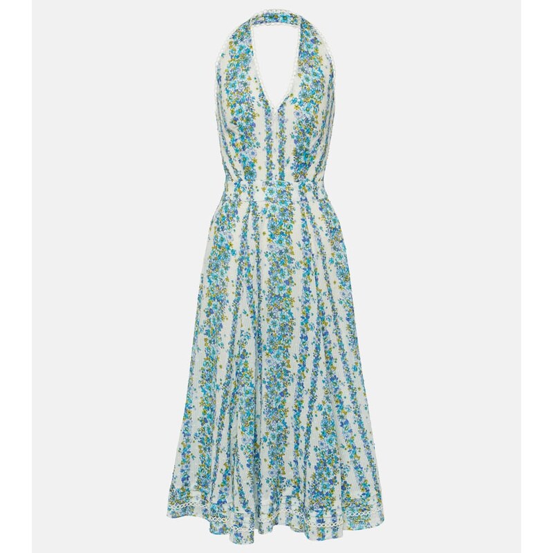 Poupette St Barth Beth floral halterneck cotton midi dress