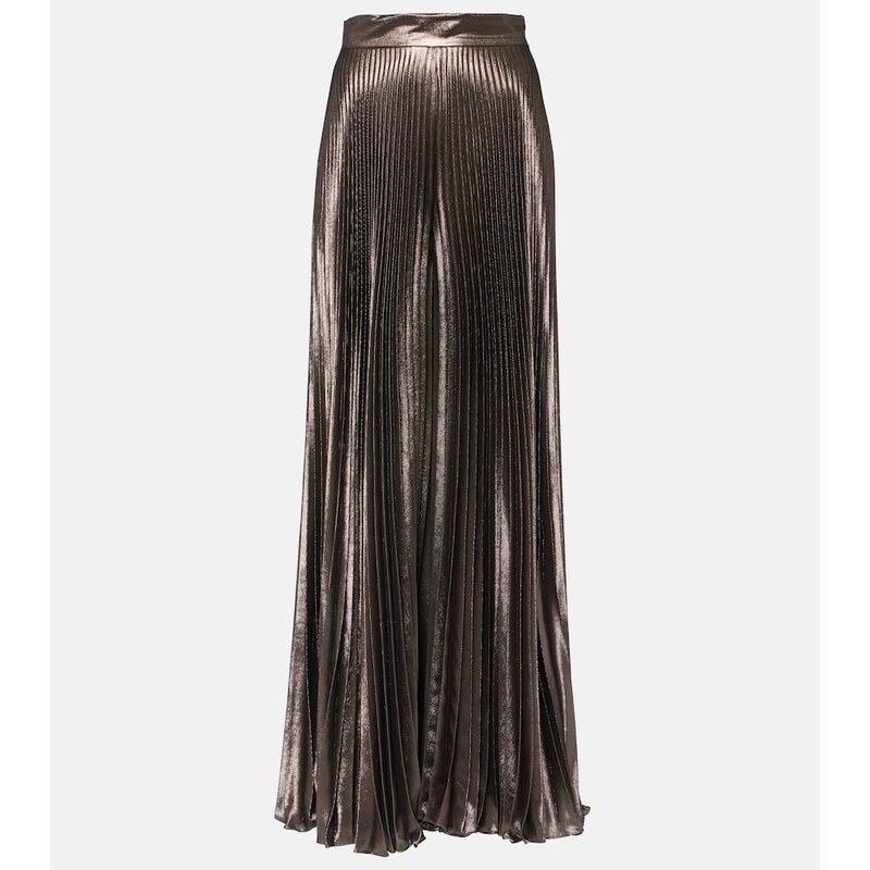 Max Mara Elegante Panteon silk-blend lamé wide-leg pants