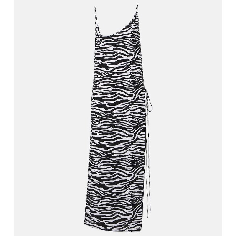 The Attico Zebra-print side-slit midi dress