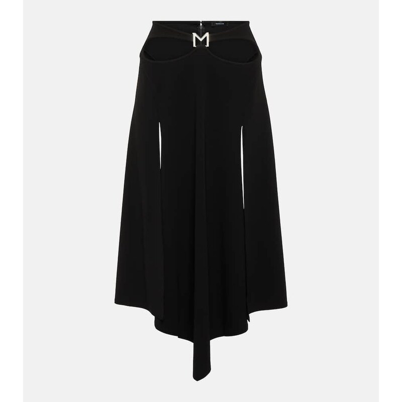 Mugler Logo asymmetric midi skirt