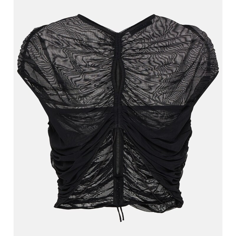 Mugler Cutout mesh crop top