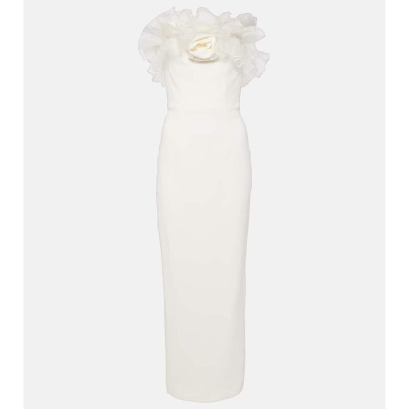 Alessandra Rich Organza-trimmed cady bustier gown