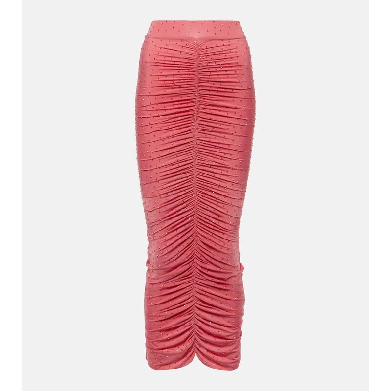 Alex Perry Embellished ruched jersey maxi skirt