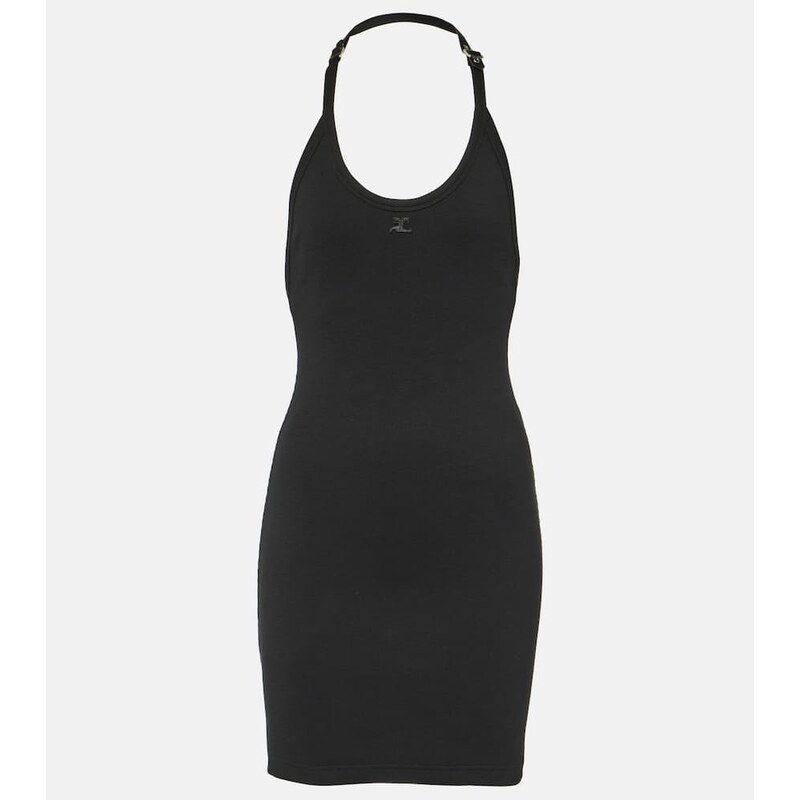 Courrèges Ribbed-knit cotton-blend jersey minidress