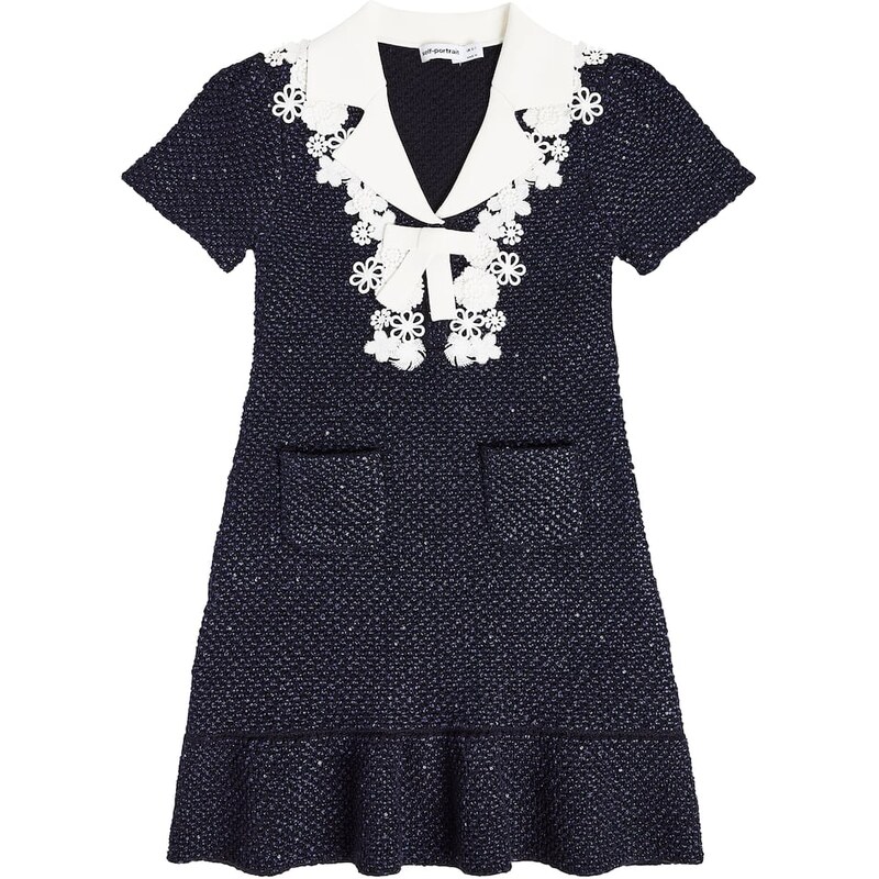 Self-Portrait Kids Lace-trimmed knit dress