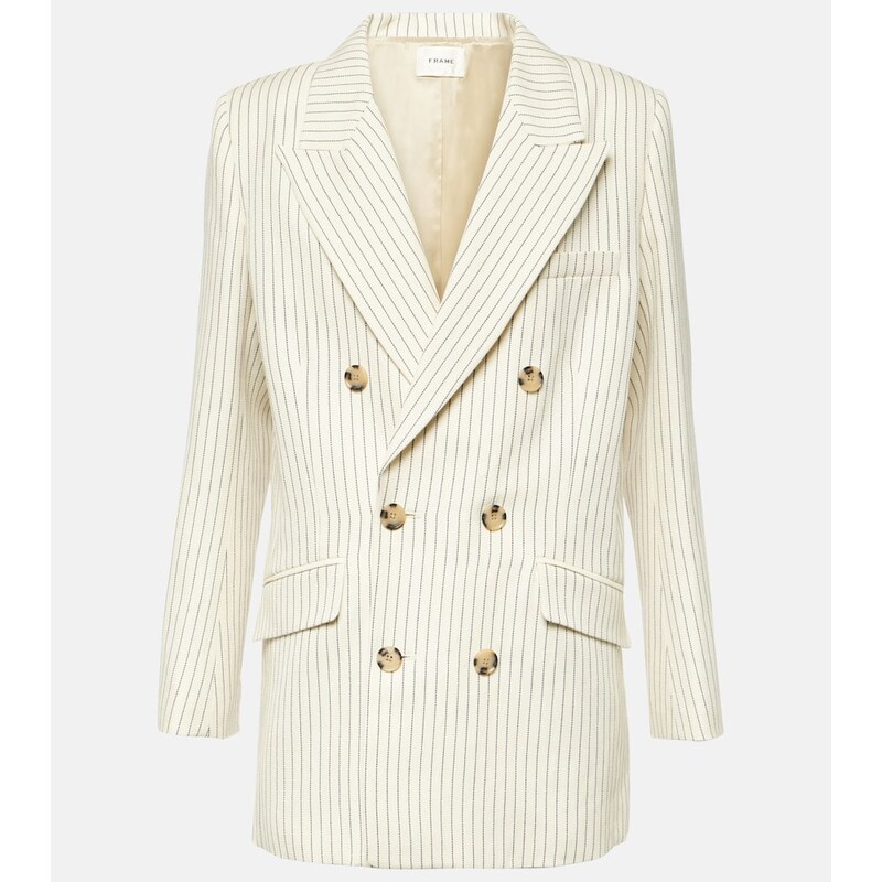 Frame Striped cotton and linen blazer
