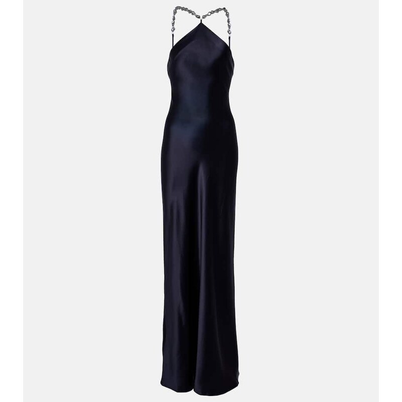 Staud Cadence halterneck satin slip dress