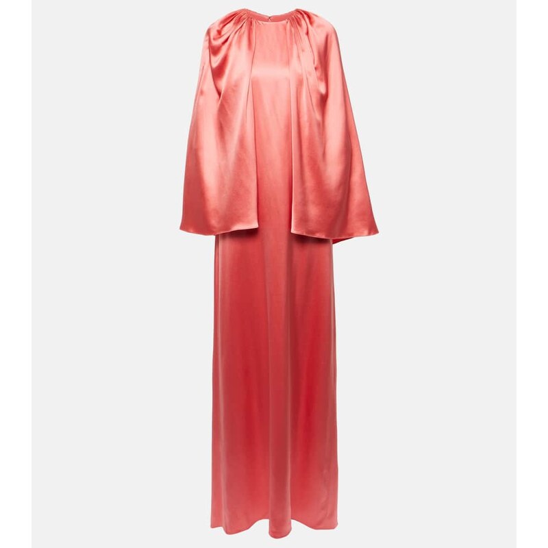Monique Lhuillier Caped silk satin gown