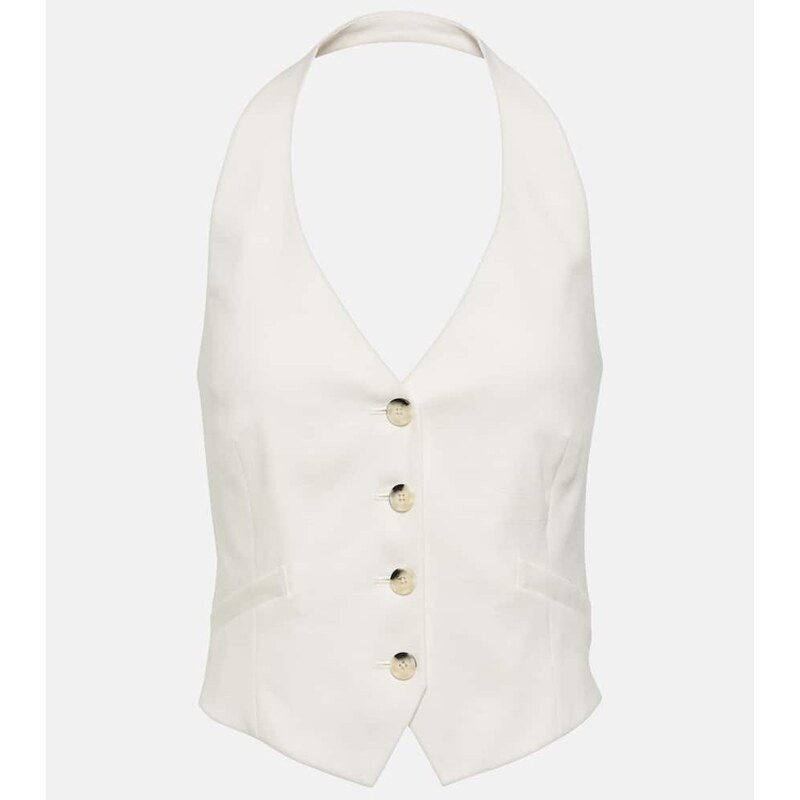 Veronica Beard Arabella halterneck linen-blend vest