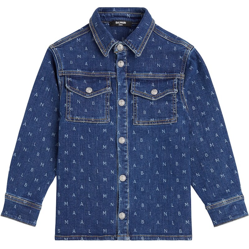 Balmain Kids Logo denim shirt