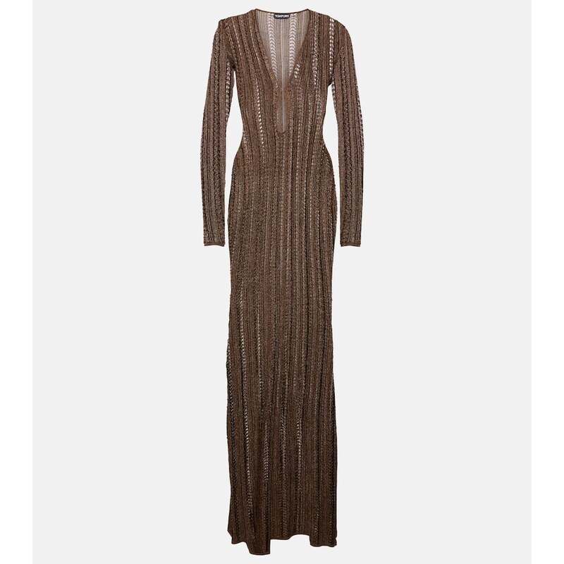Tom Ford Cutout šaty v mocha odstínu