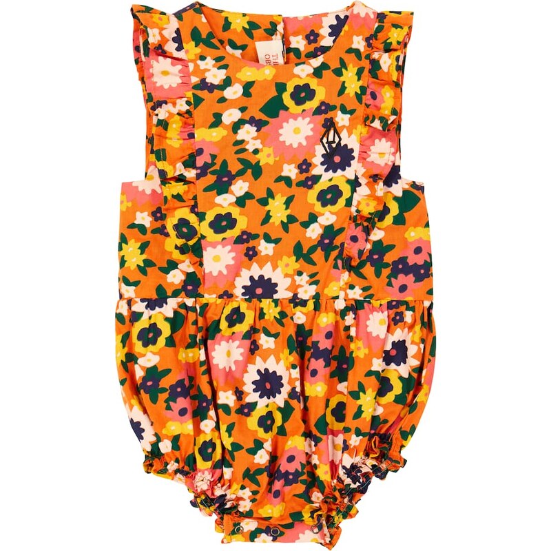 The Animals Observatory Baby Meerkat floral cotton playsuit