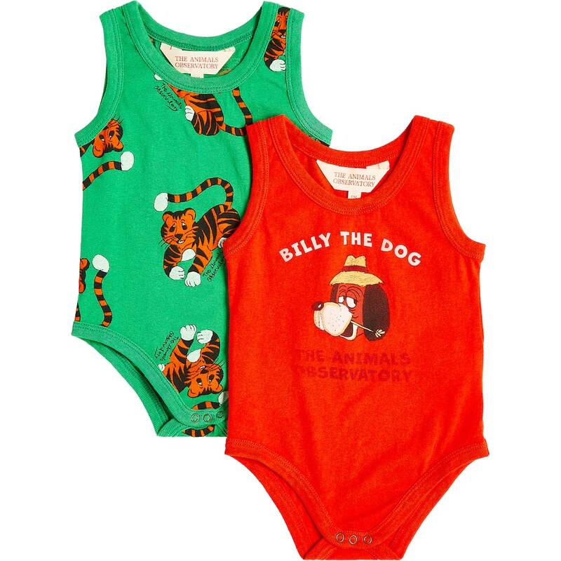 The Animals Observatory Baby set of 2 printed cotton bodysuits