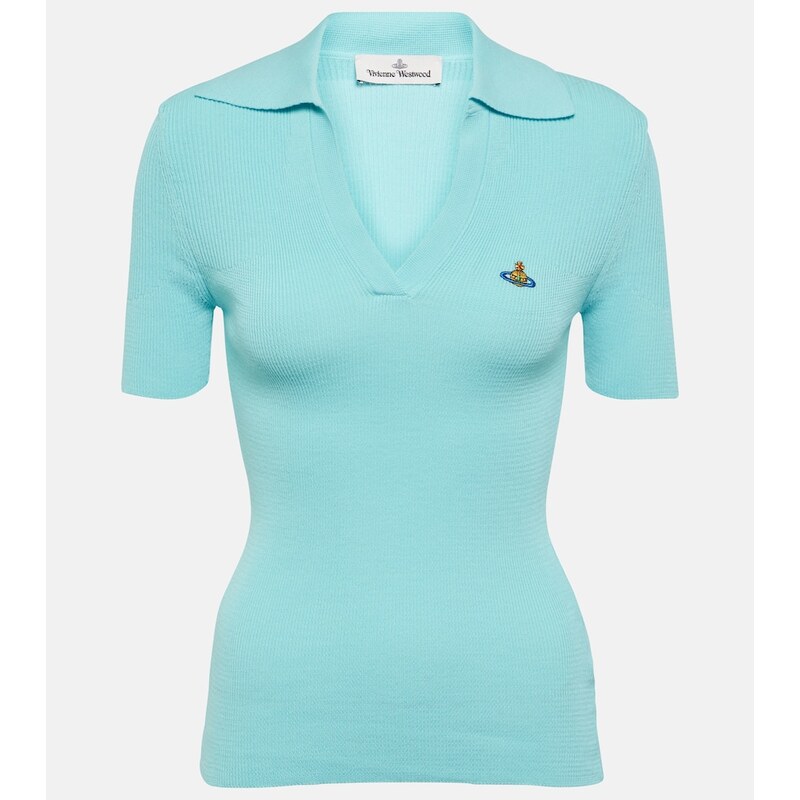 Vivienne Westwood Marina ribbed-knit cotton polo shirt