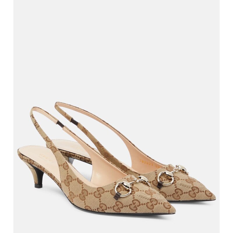 Gucci Horsebit GG lodičky v barvě Beige Ebony/Cocoa