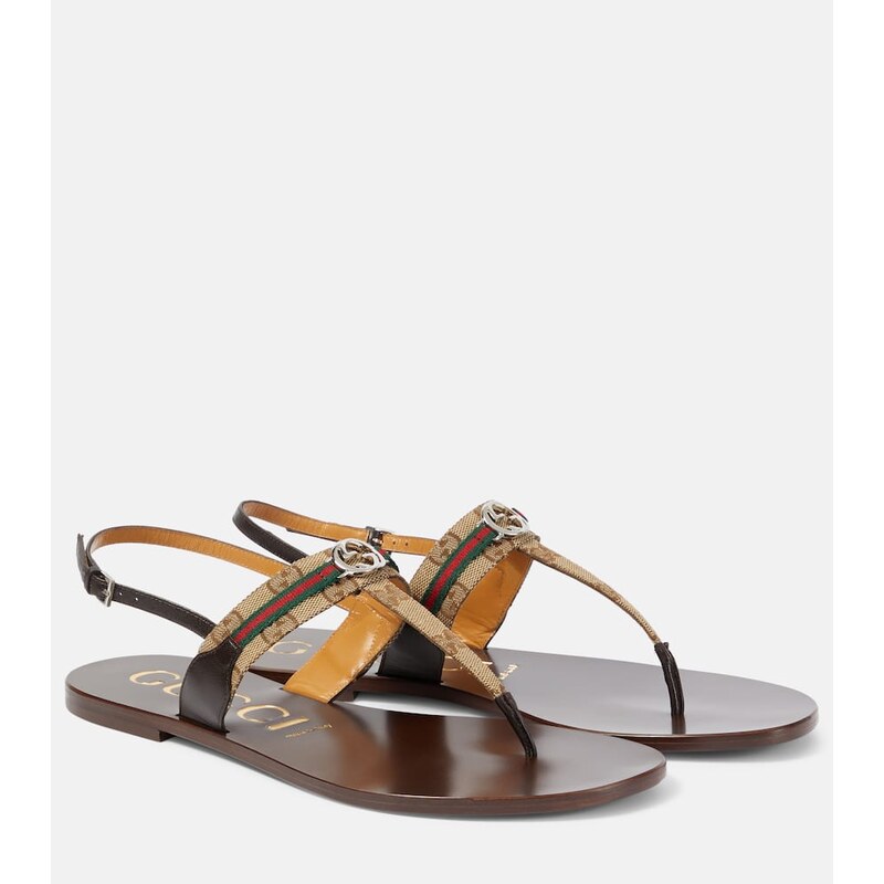 Gucci Leather-trimmed thong sandals