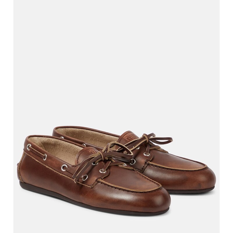 Miu Miu Leather boat shoes