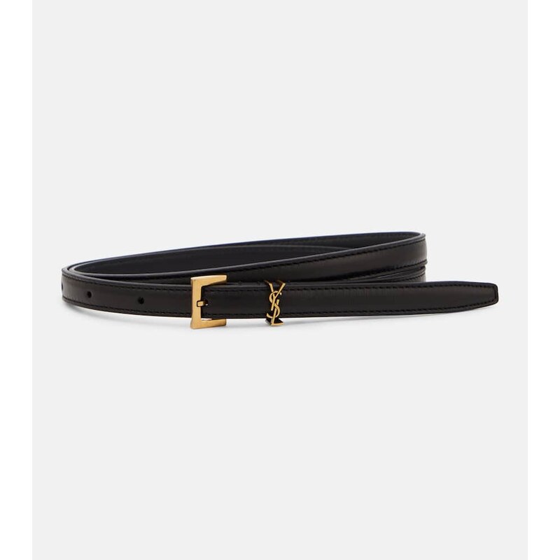 Saint Laurent Cassandre slim leather belt