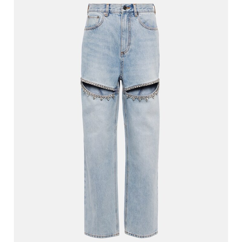 Area Crystal-embellished straight jeans