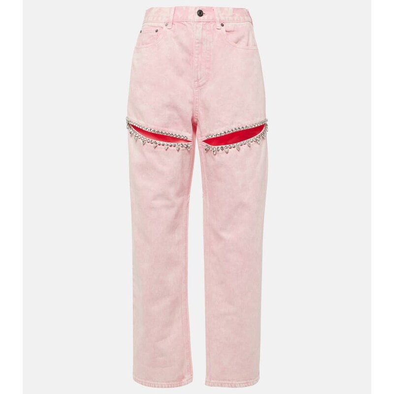 Area Embellished cutout straight jeans