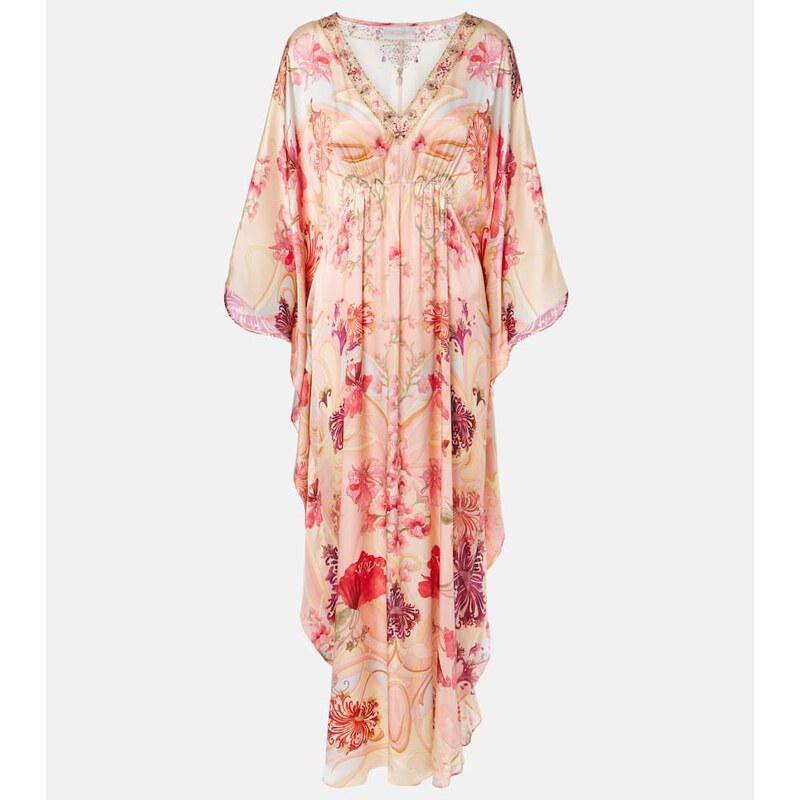 Camilla Embellished floral silk kaftan